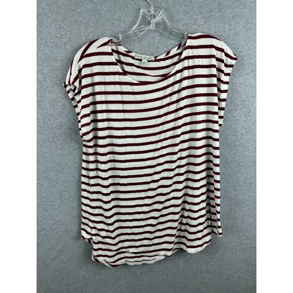 Green Envelope Shirt Womens L Red White Striped Artist Tee Round Neck Sleeveless - Picture 1 of 8
